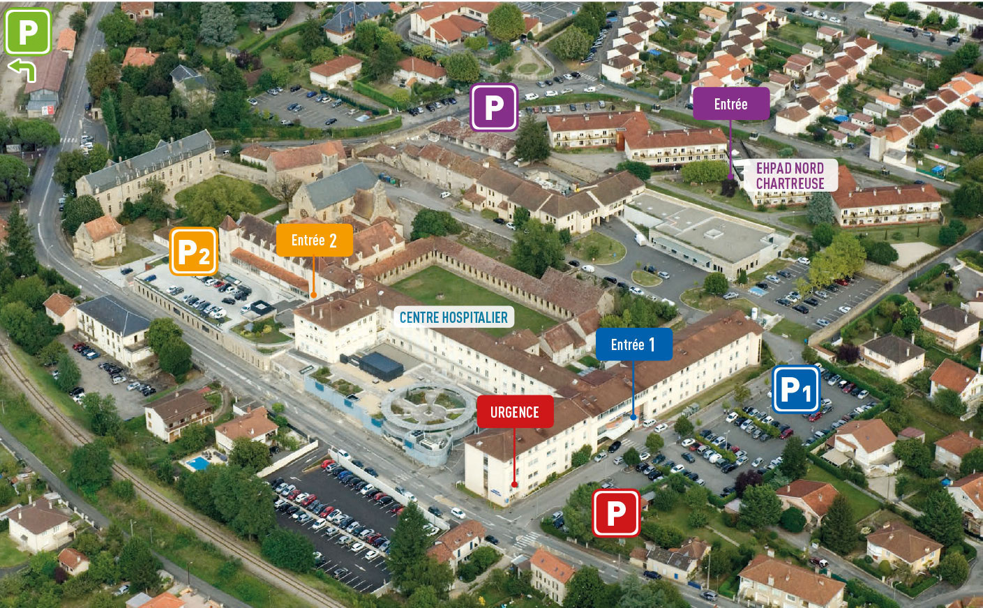 Plan d'accès La Chartreuse Centre Hospitalier de Villefranche de Rouergue
