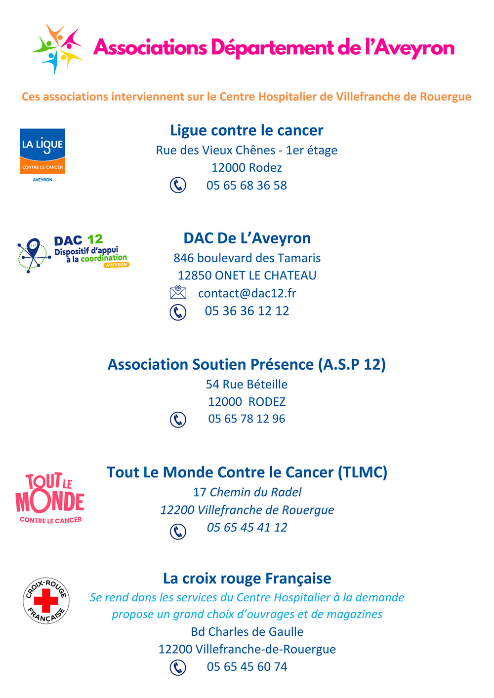 Cancer, DAC, ASP12, Tout le Monde Contre le Cancer, TLMC, Croix Rouge